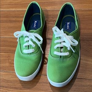 Gently used Keds Lime Green Canvas Shoes with White Laces Size 6.5